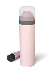 3d rendering of cosmetic cream tube and shaving gel bottle on a white background.