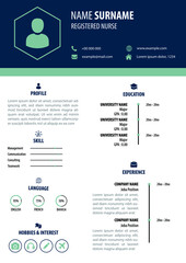 CV / Resume Template. Modern Clean Design. Simple Color Background. Editable Vector. A4 Paper Size. Suitable for Job Application