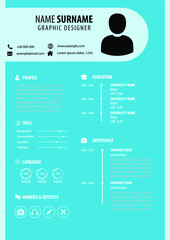 CV - Resume Template. Simple Modern Design. Soft Color Background. Editable Vector. A4 Paper Size. Suitable for Job Application