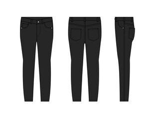 Skinny jeans pants vector template illustration | black