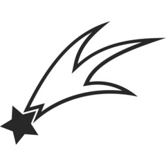 A shooting star. Flat black icon. Vector illustration.