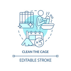 Clean cage turquoise concept icon. Take care of small pets abstract idea thin line illustration. Effective cage. Isolated outline drawing. Editable stroke. Arial, Myriad Pro-Bold fonts used