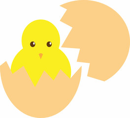 Vector illustration of a chick hatching from an egg