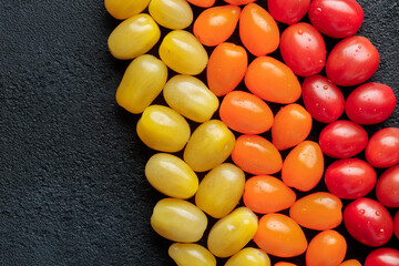 Colorful cherry tomatoes pattern top view