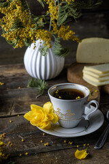 cup of tea and flowers