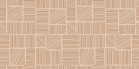 Vector seamless brown irregular hand drawing lines vector seamless wooden pattern background. Geometric striped ornament modern monochrome linear stylish texture.