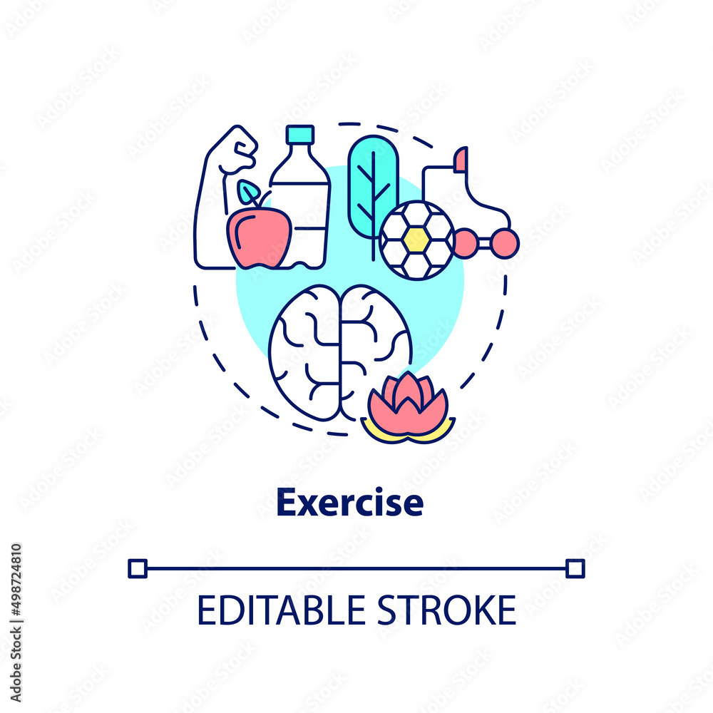 Poster exercise concept icon. calming mind and life balance. coping with ptsd abstract idea thin line illus