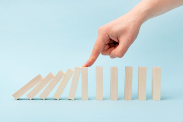 Domino business risk, crisis effect concept