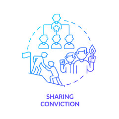 Sharing conviction blue gradient concept icon. Influencing and inspire. Charismatic people characteristic abstract idea thin line illustration. Isolated outline drawing. Myriad Pro-Bold font used