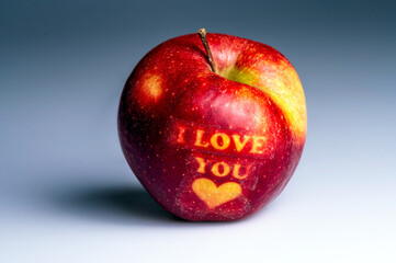 Valentines days gift. I love You apple with heart.