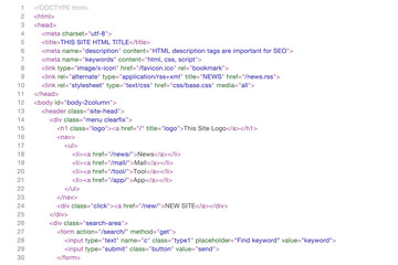 ホームページのHTMLソースコード、コーディング白背景のベクターイラスト素材
