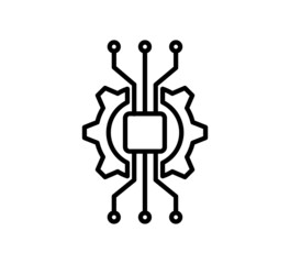 Circuit gear icon vector flat style