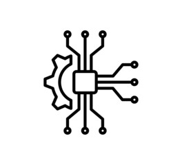 Circuit gear icon vector flat style