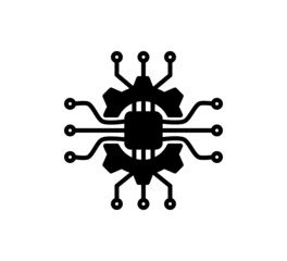 Circuit gear icon vector flat style