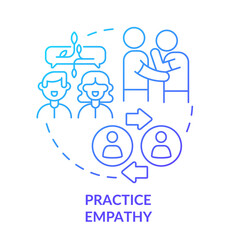 Practice empathy blue gradient concept icon. Share feelings and emotions. Step to charisma abstract idea thin line illustration. Isolated outline drawing. Myriad Pro-Bold font used