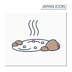 Hot spring color icon. Hydrothermal, geothermal spring. Onsen. Indoor and outdoor bathing facilities. Japanese culture concept. Isolated vector illustration