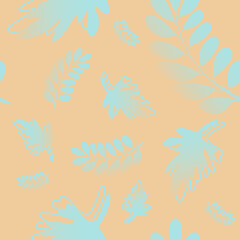 Seamless pattern. Blue falling leaves on the black background. Design for fashion, fabric, textile, wallpaper, gift paper.