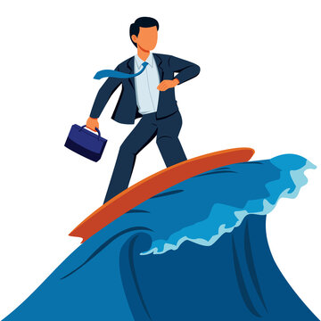 recommend clip art: Businessman Riding Wave