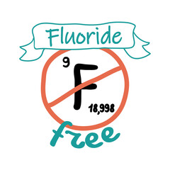 Fluoride free sign at packaging element, label design