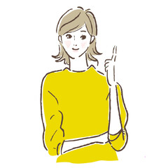 説明をする女性のベクターイラスト