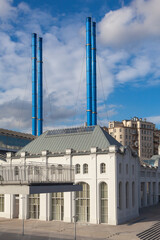 Fototapeta premium The building of the hydro power plant No. 2 in Moscow, Russia