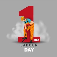 Happy Labour day. Worker with gray background illustration for poster, banner, business, backdrop. vector illustration design