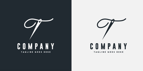 Tailor logo design. sewing instrument silhouette, vector tailor logotype for branding label
