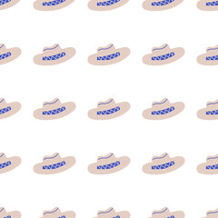 Cowboy hat seamless pattern. Headdress on a light background. Wild West theme. Hand drawn colored Simple childish vector illustration.