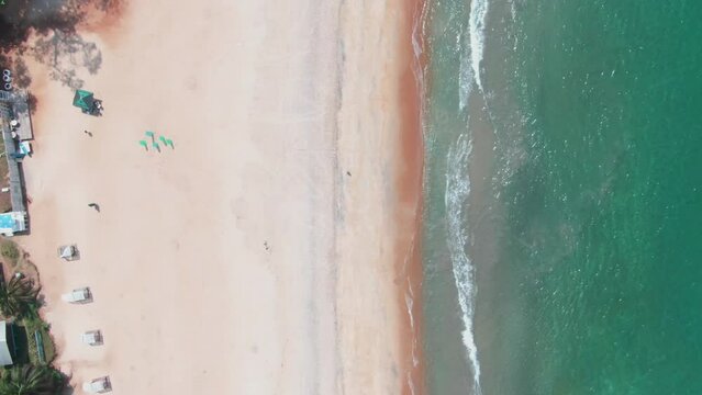 Beautiful top-down shot of a beach in West Africa, Liberia, Robertsport