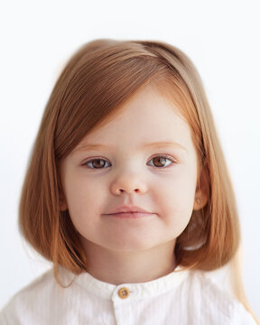a portrait of three years old baby girl for identity card photo