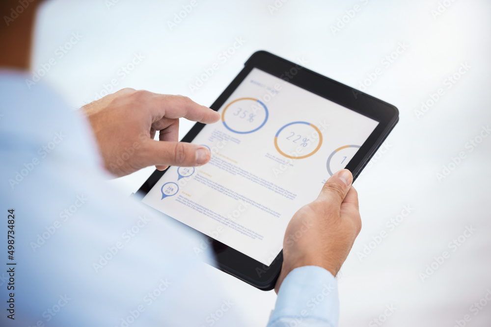 Aufkleber this data looks worrying. shot of a businessman using his digital tablet.
