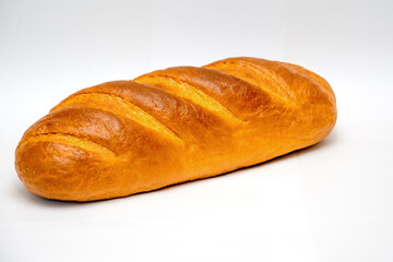fresh baked bread isolated on white background. 
