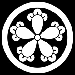 家紋です。丸に五つ丁子です。