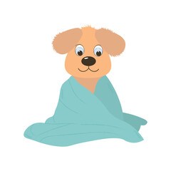 cute brown dog in a towel