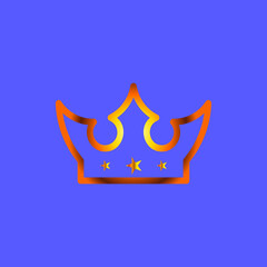blue star with crown,  Star golden crown illustration with purple background vector template