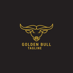Gold bull logo icon design template. luxury, premium vector