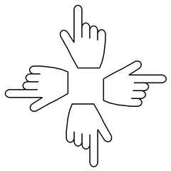 手の矢印。上下左右4方向のセットアイコン。
