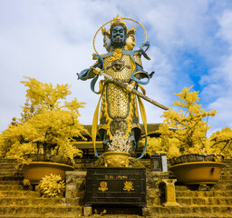 Landscape photo infrared: Buddha statue at Linh An pagoda. Time: April 7, 2022. Location: DaLat...