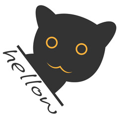 Cute black cat says hello