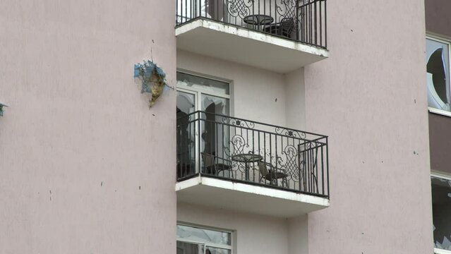 Ukraine.Bucha. War in Ukraine. Residential building bombed by Russian missiles. 