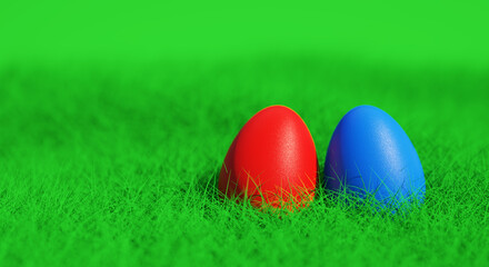 abstract colored easter egg in lawn - 3D Illustration