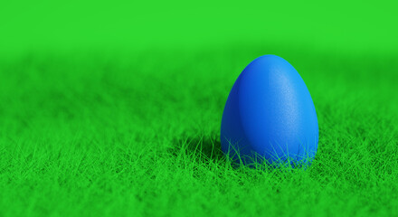 abstract colored easter egg in lawn - 3D Illustration