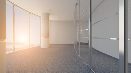 Fototapeta na wymiar Modern meeting room. 3D rendering.. Sunset.