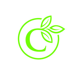 Obraz premium Letter with leaf logo design 