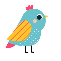 Cute cartoon bird. Funny bird illustration, vector clip art