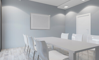 Modern office Cabinet.  3D rendering.   Meeting room. Mockup.   Empty paintings
