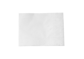 Top view of single folded white tissue paper or napkin isolated on white background