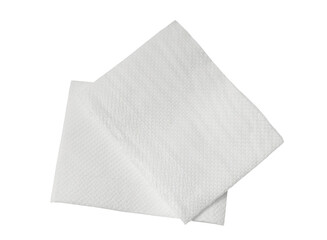 Two folded pieces of white tissue paper or napkin in stack isolated on white background with clipping path