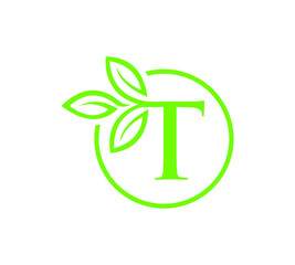 Obraz premium Letter with leaf logo design 