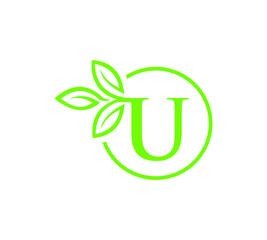 Letter with leaf logo design	